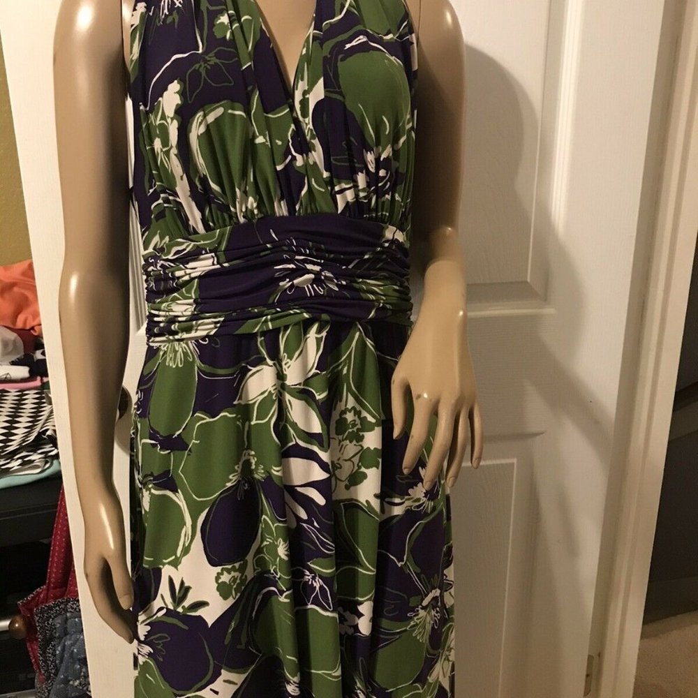 evan picone dress 12 Green & Purple